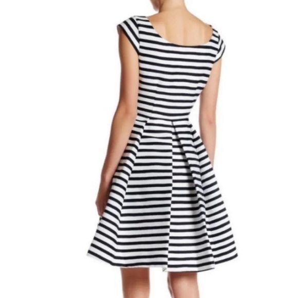 Kate Spade Mariella Black & White Striped Fit & Flare Dress Bow Print - Picture 6 of 12